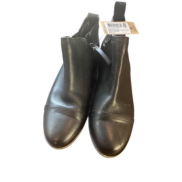 NEW 6.5 Toms Wmn Reese Black Smooth Waxy Leather Ankle Boots - Picture 2 of 7